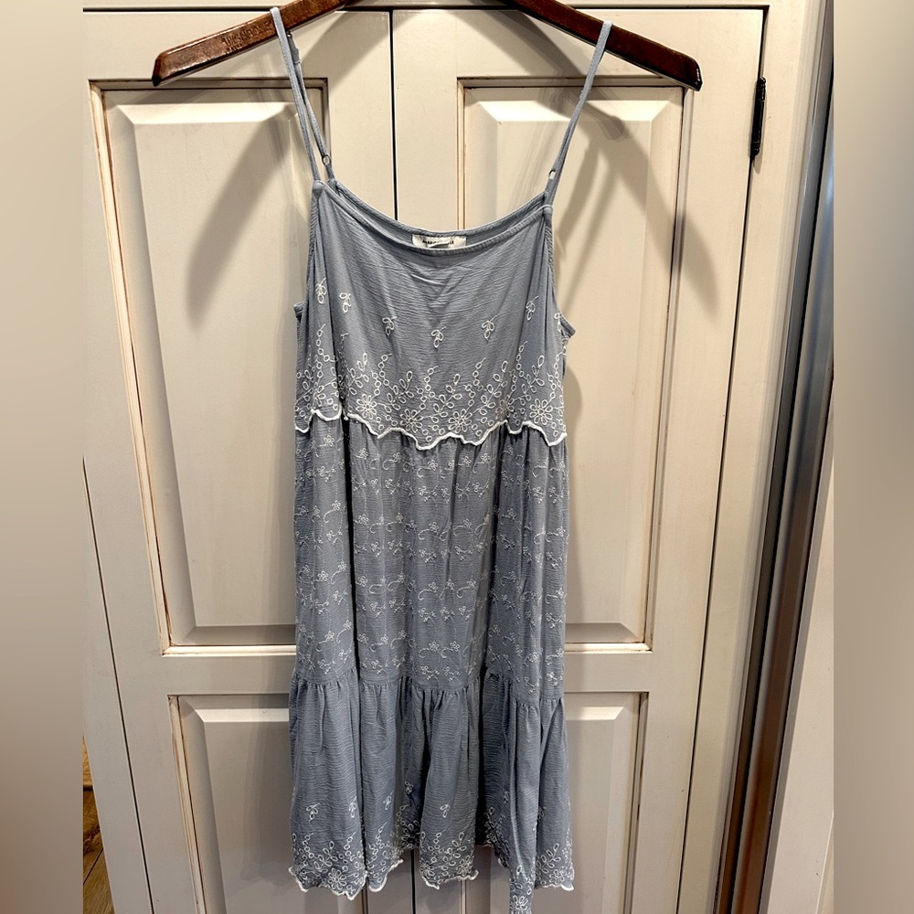 Charming American Eagle Embroidered Dress - Light Blue